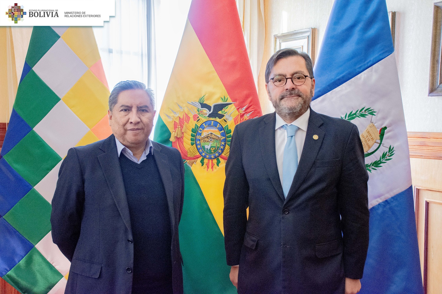 Canciller Rogelio Mayta recibe a nuevos embajadores de Irán y Guatemala en Bolivia
